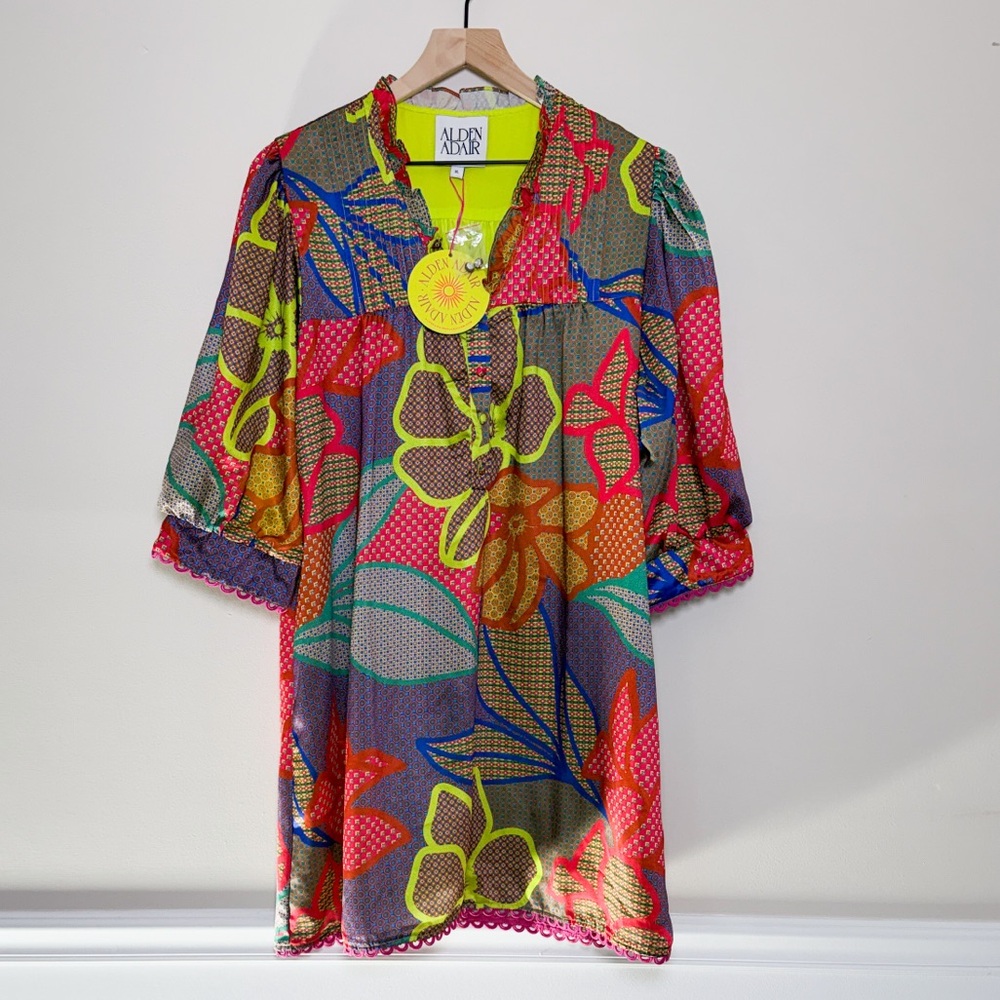 Alden Adair Geo Floral Multicolor Floral Dress Size XL New With Tags